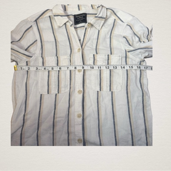 ABERCROMBIE AND FITCH Striped Linen Shirt Long Sleeve Button Down Womens XS - Picture 4 of 8